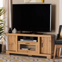Baxton Studio TV838074-H-Wotan Oak Viveka Modern and Contemporary Oak Brown Finished Wood 2-Door TV Standh